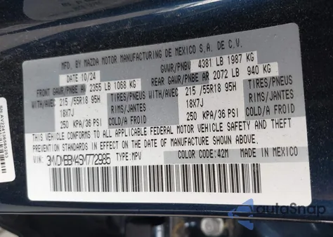 2025 Mazda Cx-30 2.5 S Select Sport from USA, damaged, VIN 3MVDMBBM4SM772985